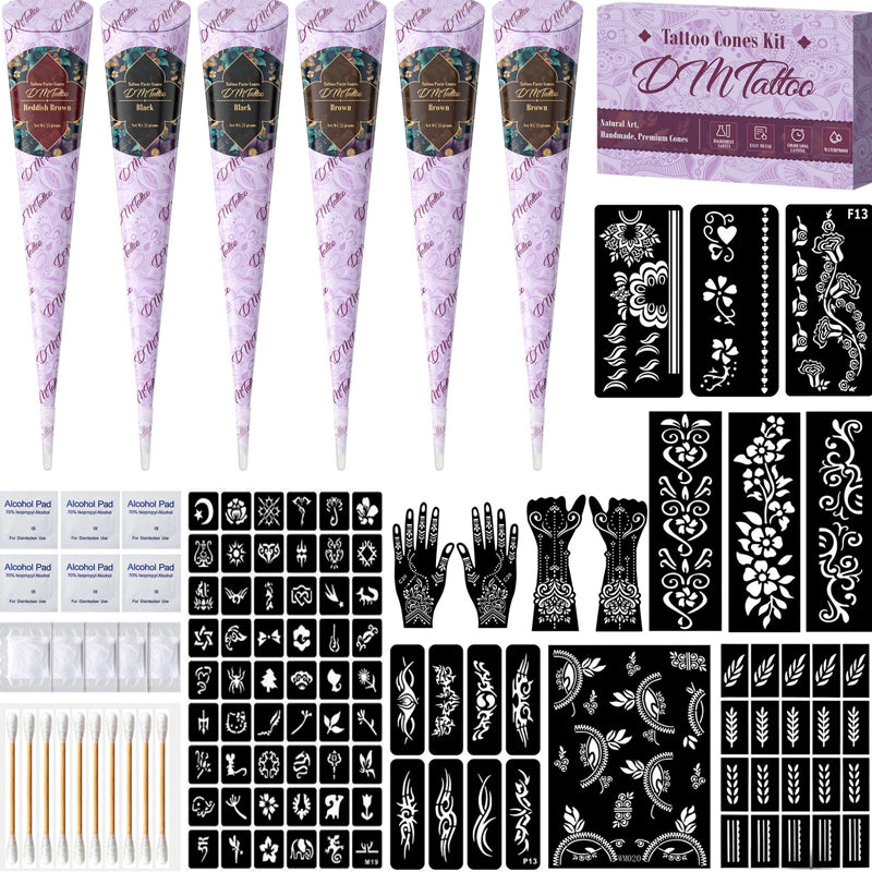 🎨 Kit Completo Henna Tattoo 3 Colori