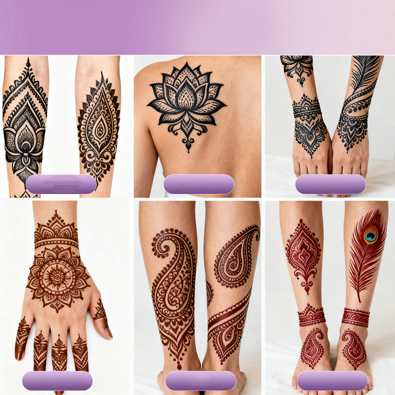 🎨 Kit complet de tatuatge de henna de 3 colors