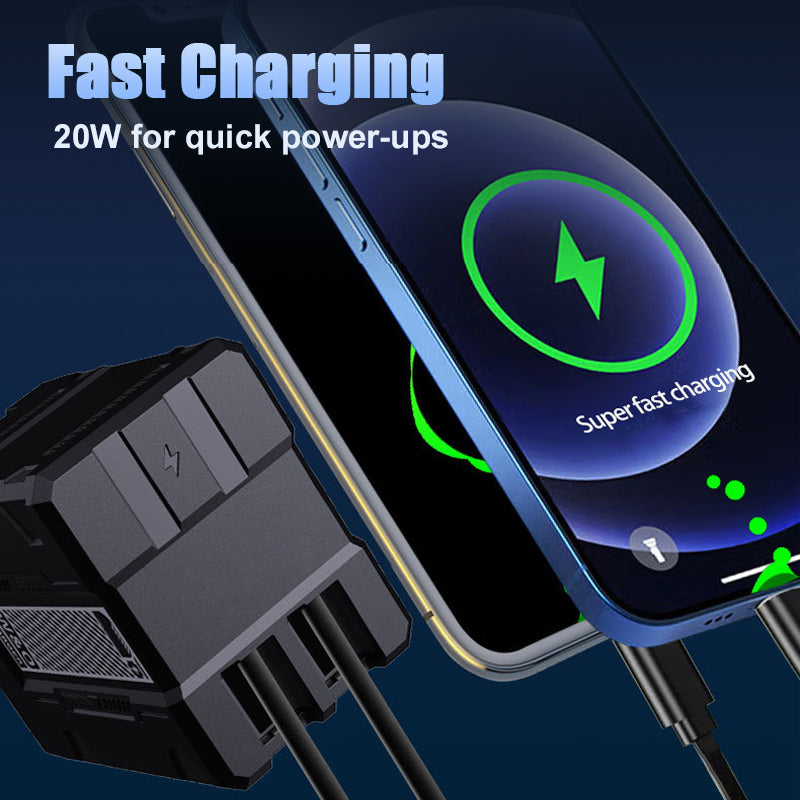 Chargeur de batterie rapide rétractable à 2 ports