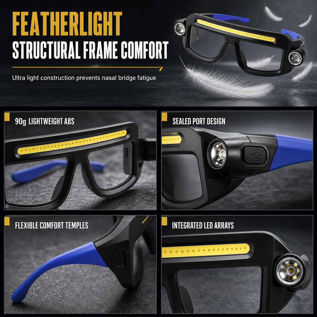 Lampe LED rechargeable par USB à clipser sur des lunettes, double faisceau