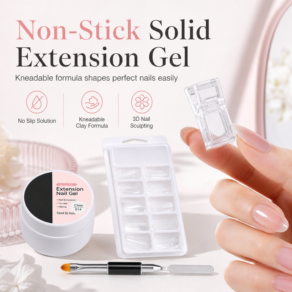 Gel moldeable sólido no pegajoso para la extensión de uñas