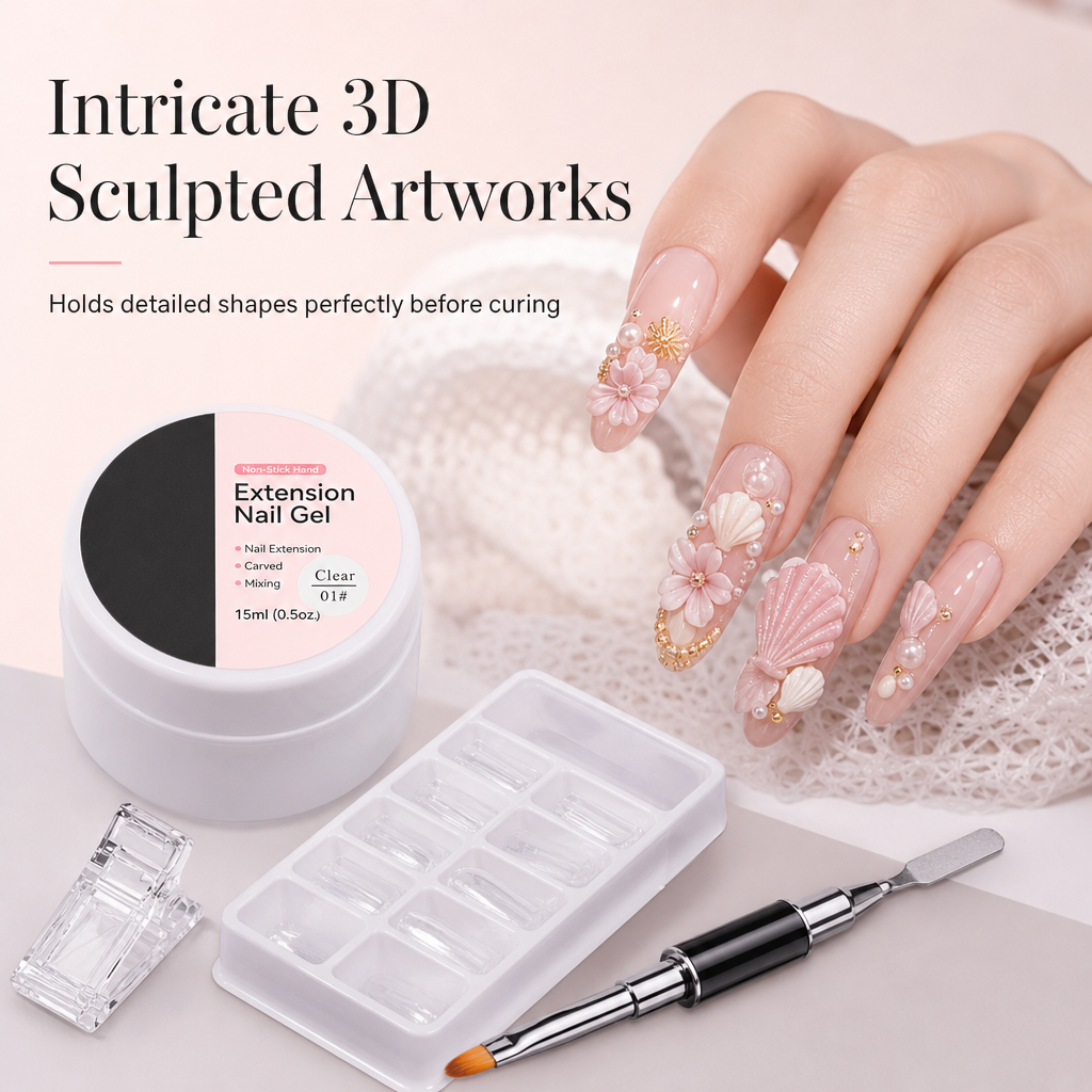 Gel moldeable sólido no pegajoso para la extensión de uñas