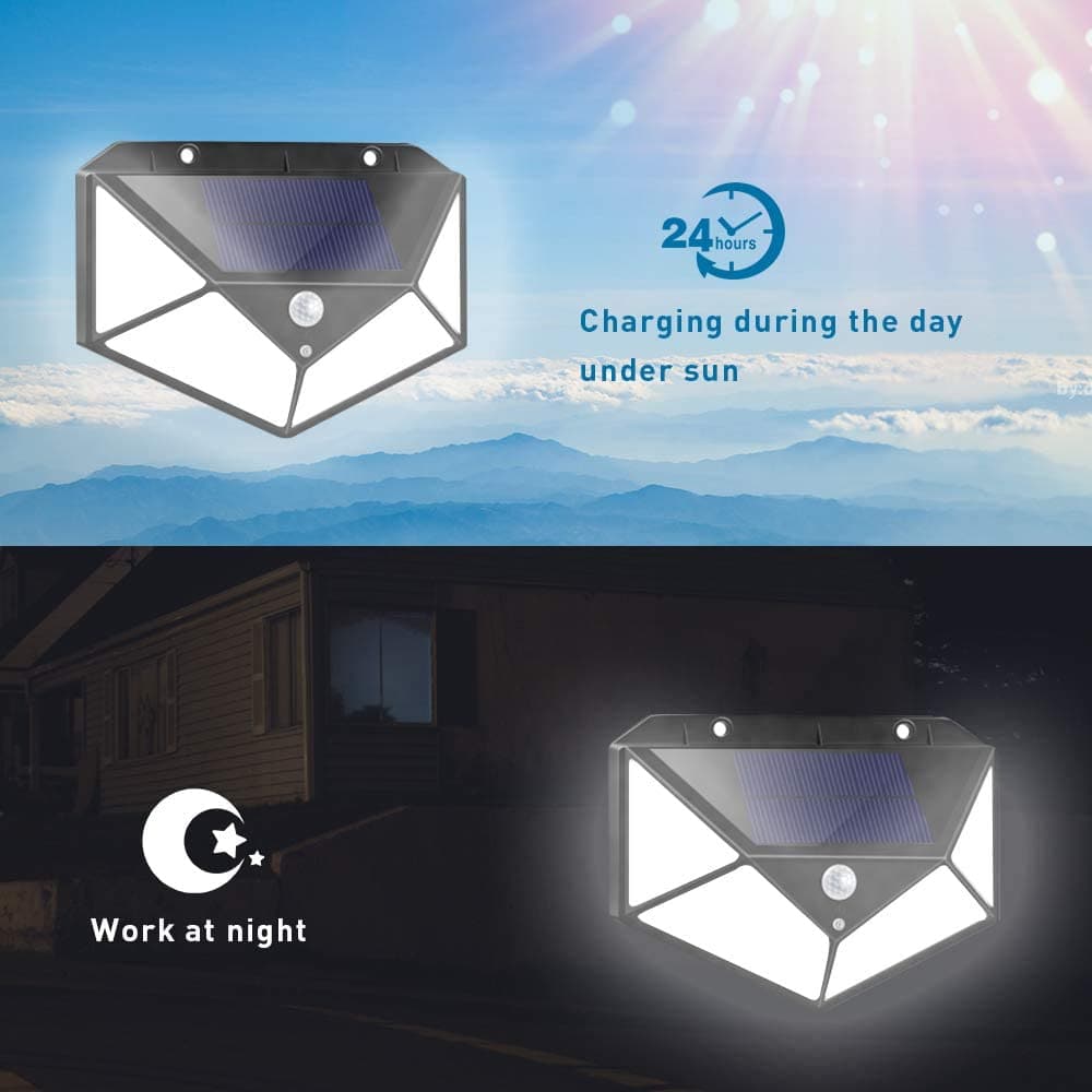 Focus solar LED d'exterior amb detector de moviment, 140 LED, IP65