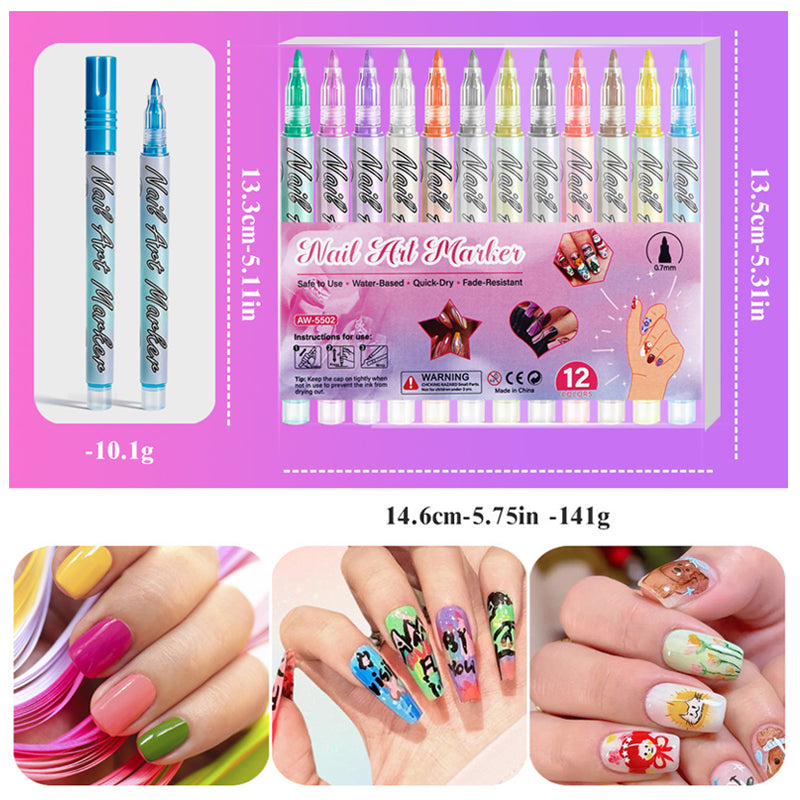 Set de 12 rotuladores acrílicos para nail art