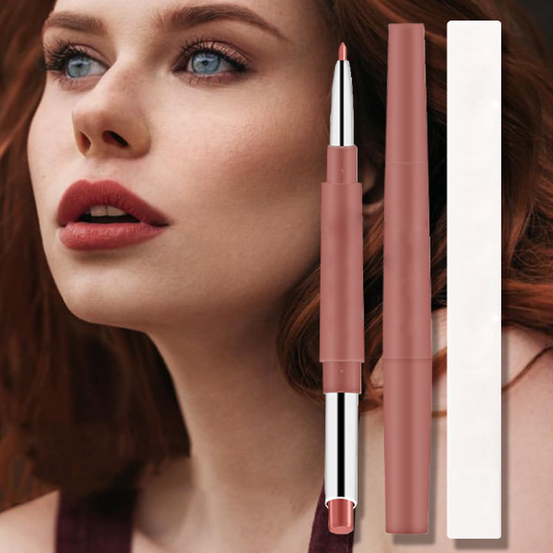 💄 Rossetto 2 in 1 con punta a goccia per contorno e riempimento labbra | 12 colori