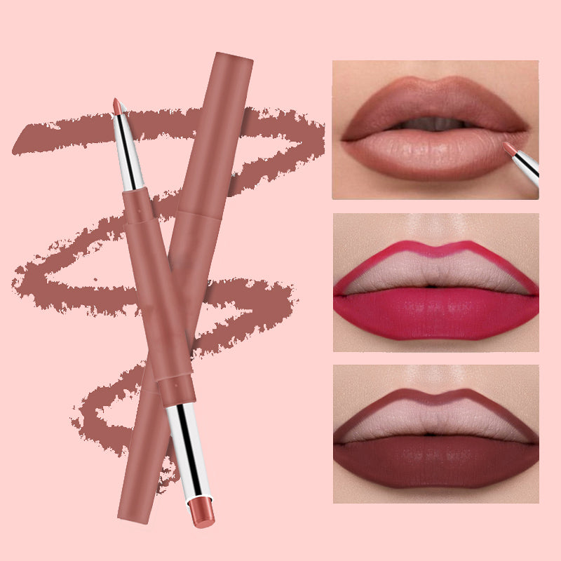 💄 Rossetto 2 in 1 con punta a goccia per contorno e riempimento labbra | 12 colori