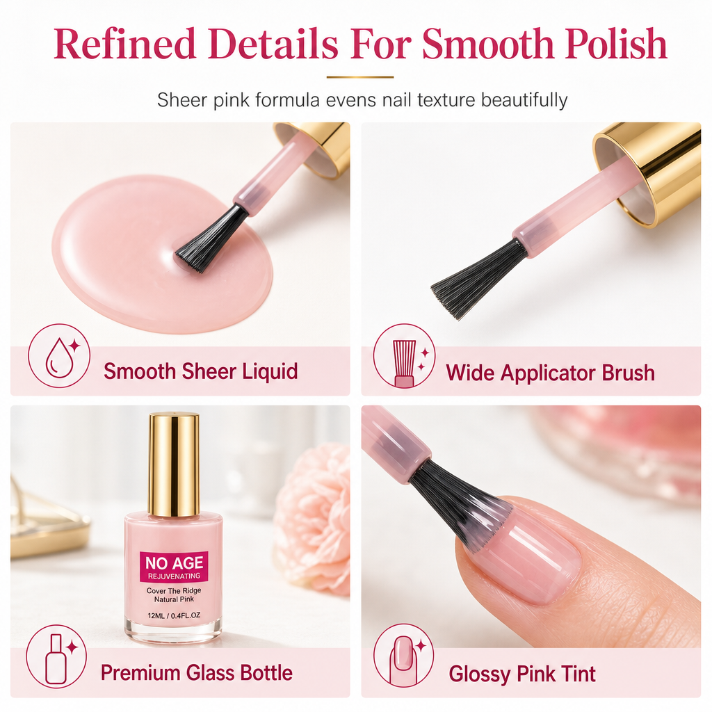 Smalto levigante rosa nude 12 ml per unghie irregolari, finitura lucida