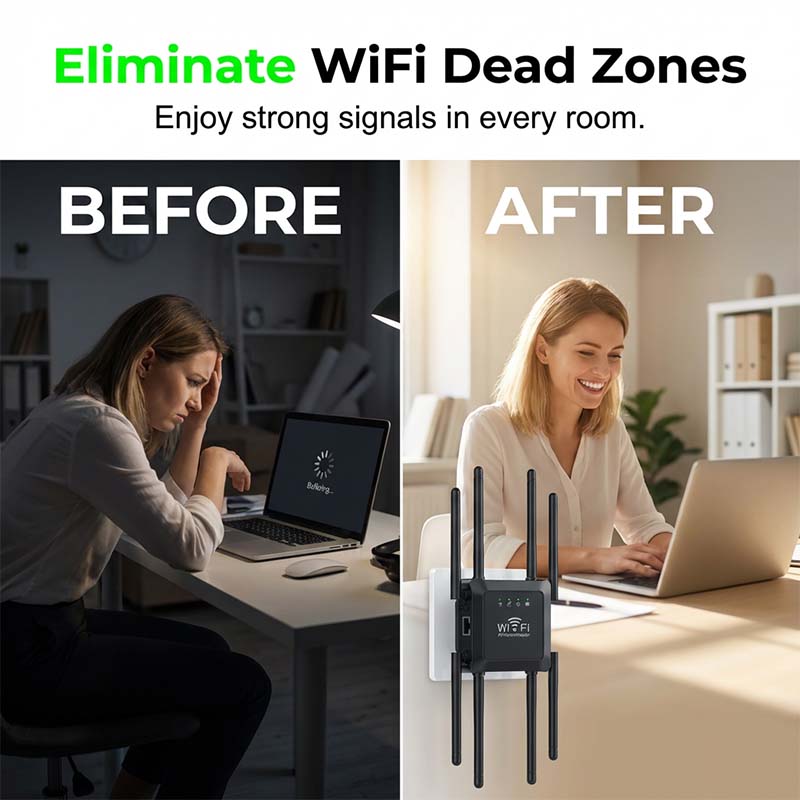 Ripetitore Wi-Fi con 8 antenne per la casa, 300M e 1200M