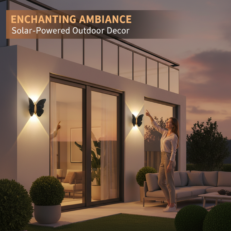 Aplique solar LED de mariposa o murciélago IP65