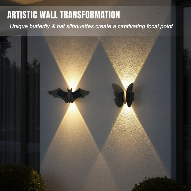 Aplique solar LED de mariposa o murciélago IP65
