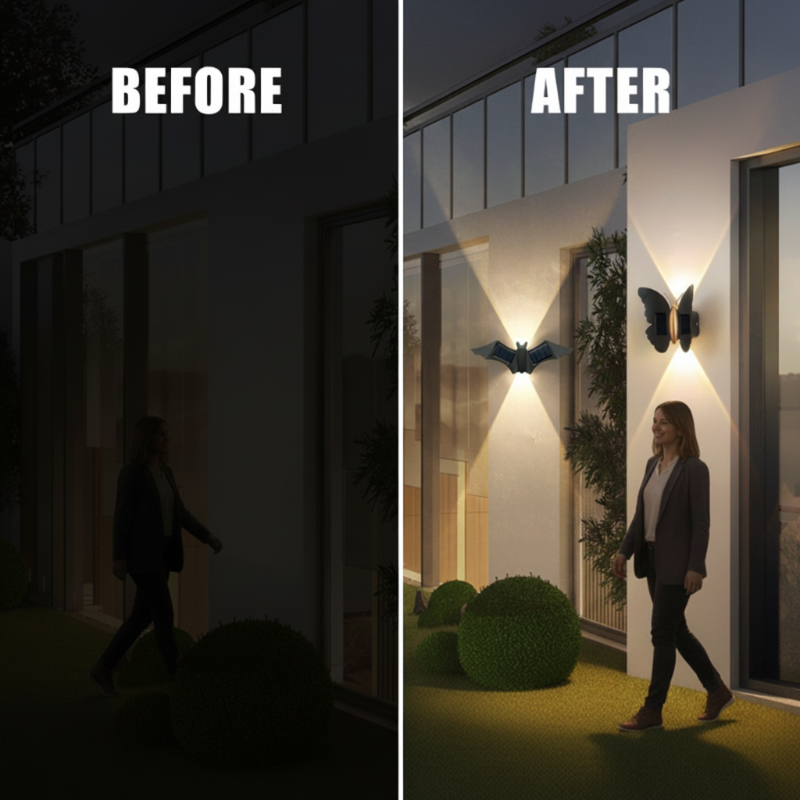 Aplique solar LED de mariposa o murciélago IP65
