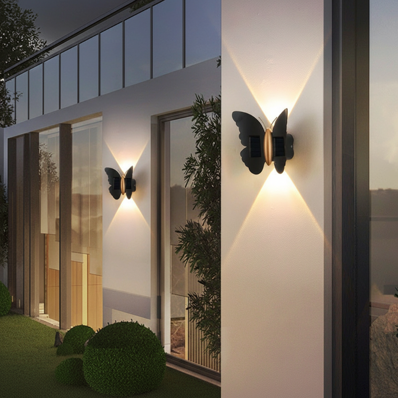 Aplique solar LED de mariposa o murciélago IP65