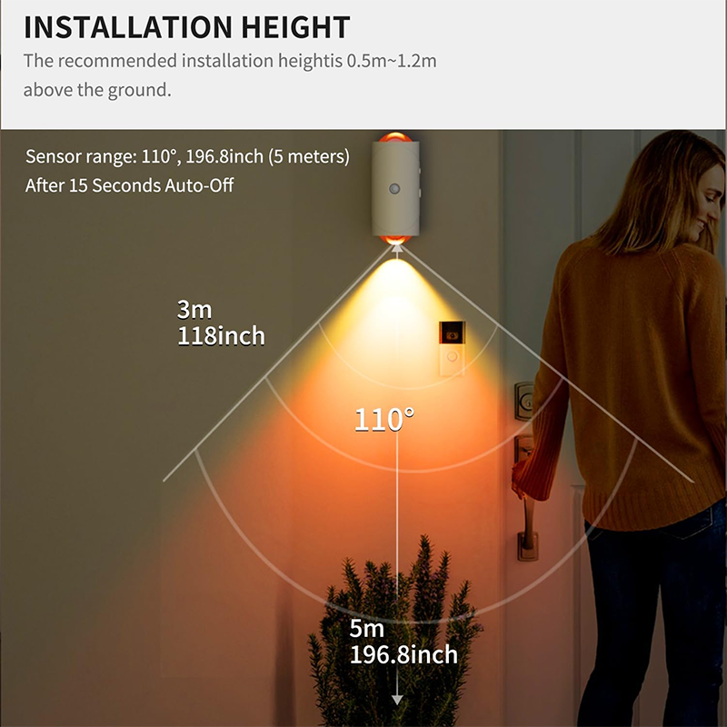 Luz nocturna LED multicolor con sensor de movimiento USB-C