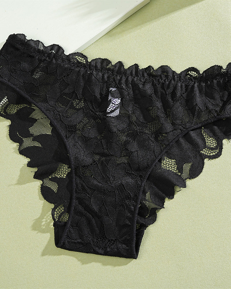 Braguita sexy de encaje floral y tul transpirable