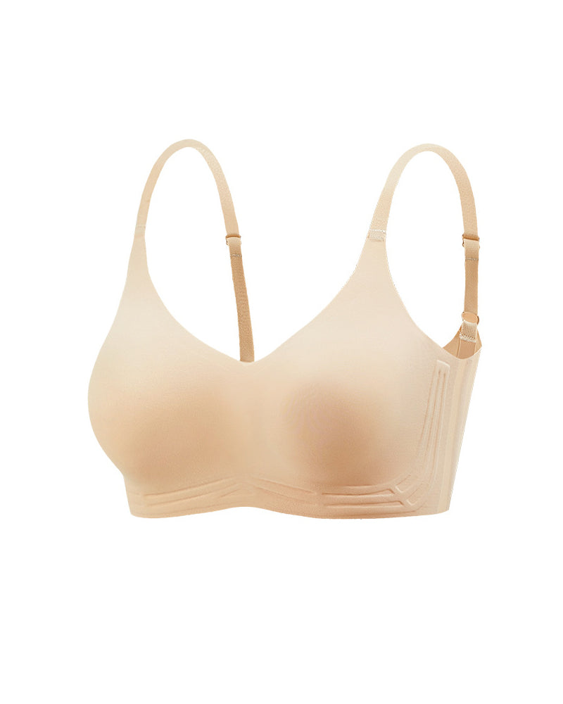 Sujetador tipo top push-up sin costuras y transpirable con escote en V para mujer, con dos almohadillas moldeadoras extraíbles