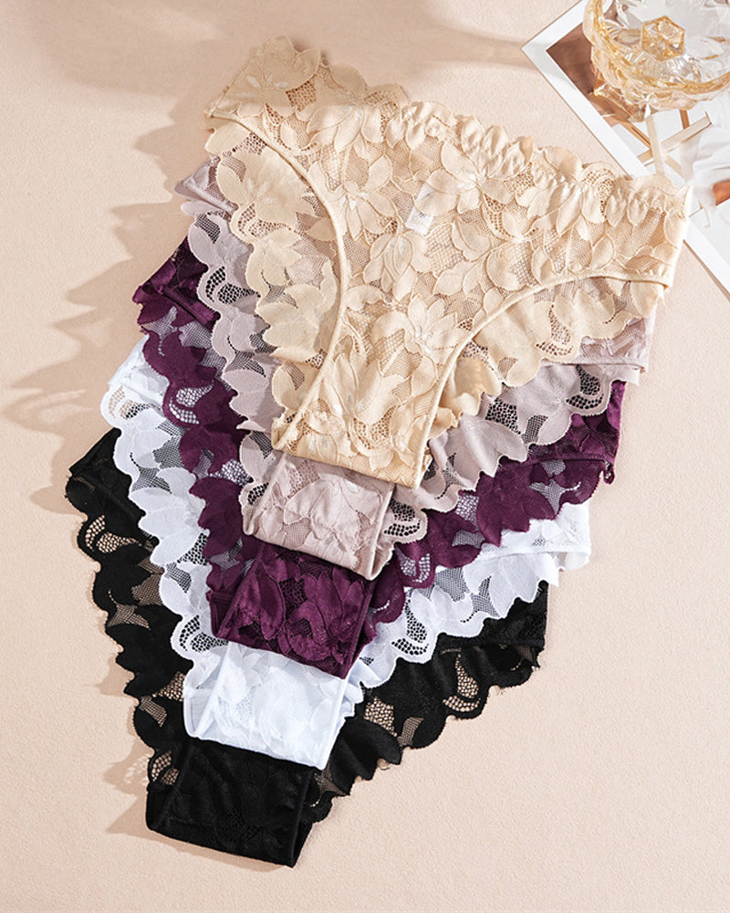 Mutandoni sexy in pizzo floreale e tulle traspirante