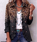 Blazer leopardato ombré con volant