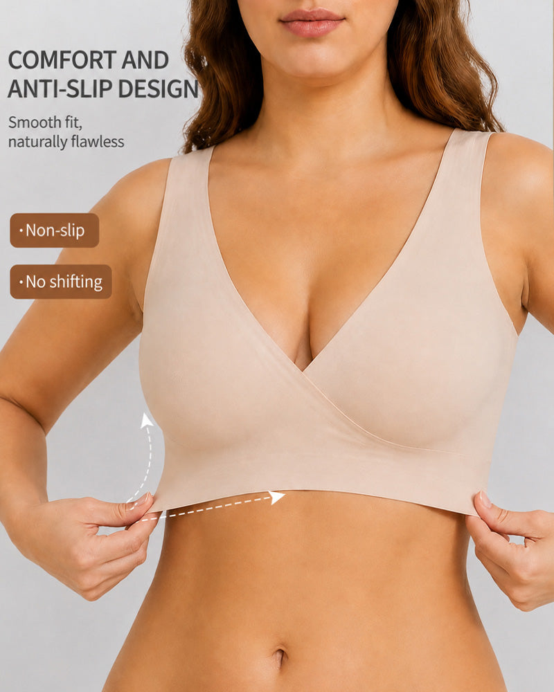 Reggiseno da allattamento incrociato con scollo a V, senza cuciture né ferretti