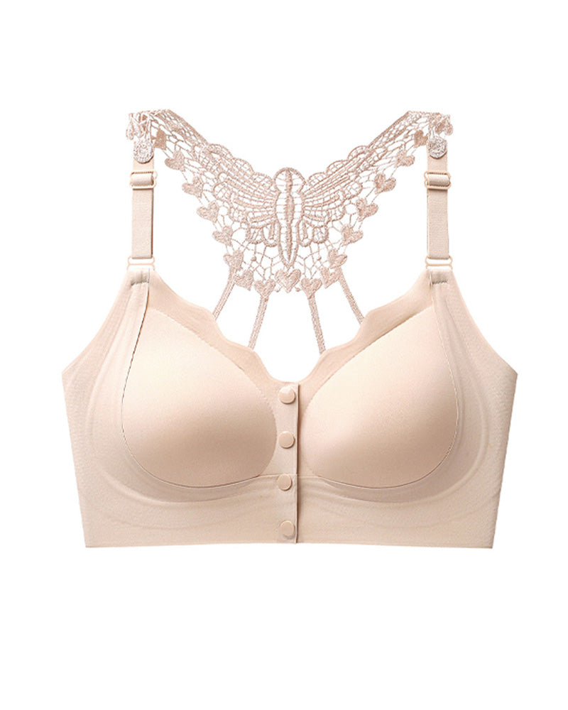 Sujetador push-up sin costuras con cierre delantero y espalda de mariposa