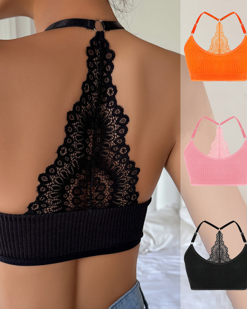 Reggiseno senza cuciture elastico con schiena in pizzo