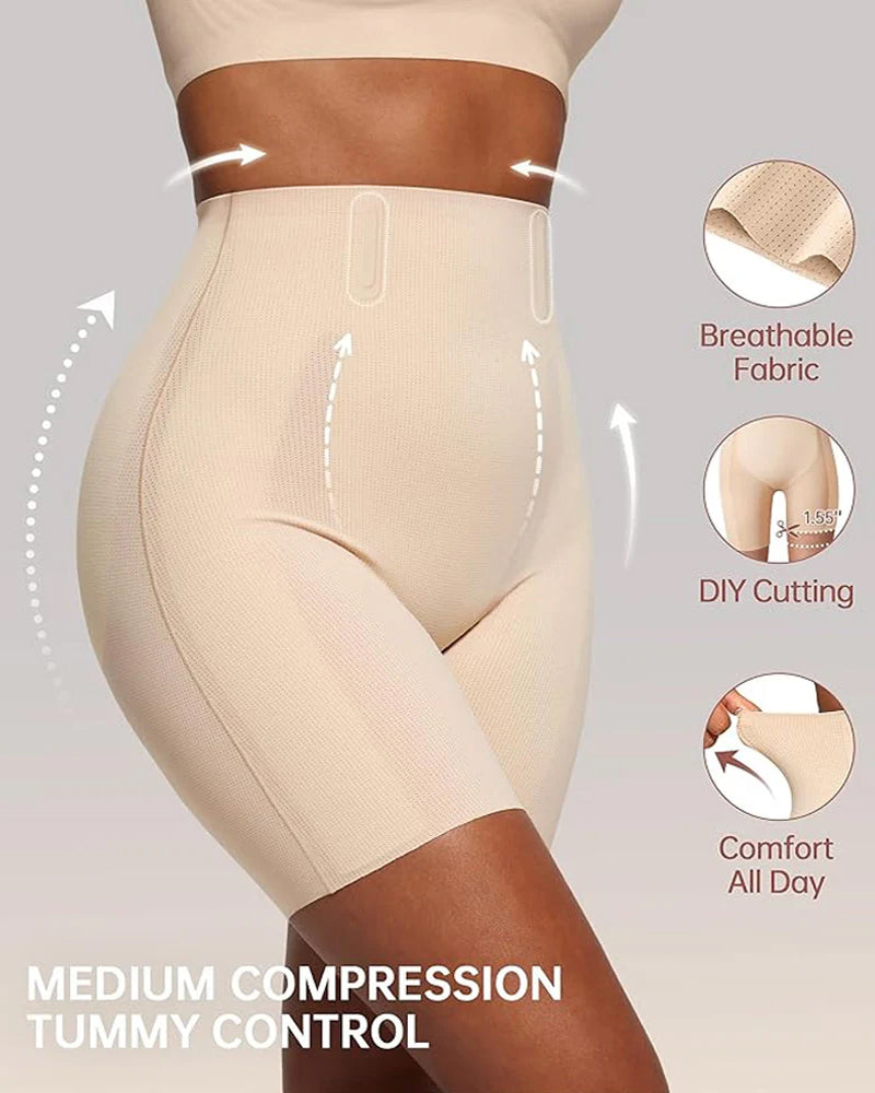 Pantalones cortos moldeadores transpirables sin costuras para mujer, de cintura alta, que reducen el abdomen y realzan los glúteos