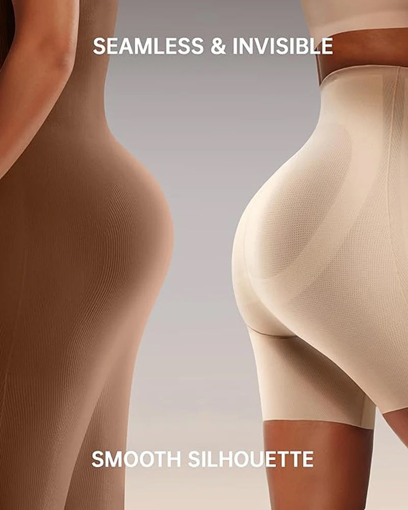 Pantalones cortos moldeadores transpirables sin costuras para mujer, de cintura alta, que reducen el abdomen y realzan los glúteos