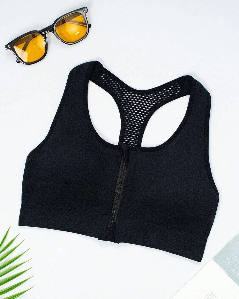 Reggiseno sportivo imbottito senza cuciture con zip