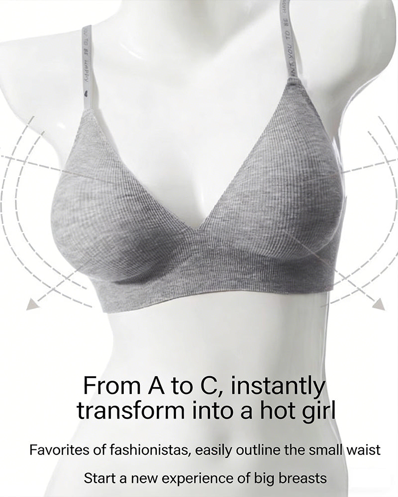 Soutien-gorge confort sans armatures à fines bretelles et décolleté en V profond