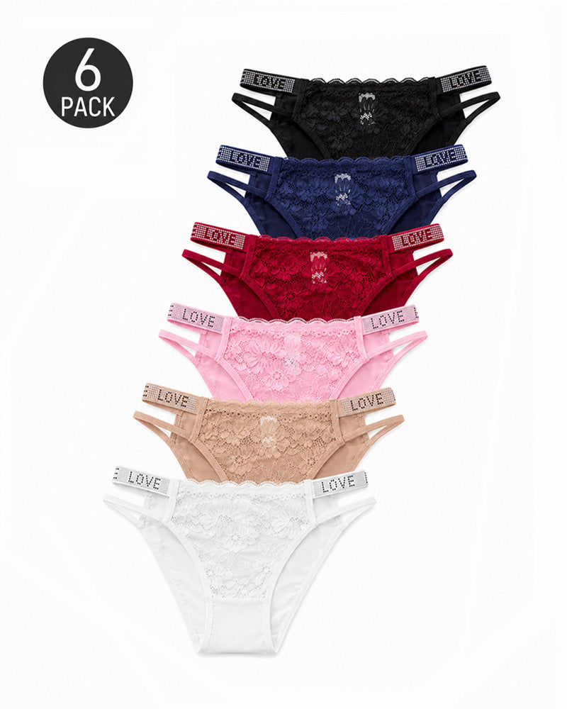 Lot de strings sexy transparents en dentelle avec strass